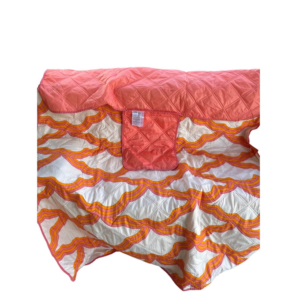 Society6 Circa78Designs Retro Wavy Rainbow Quilted‎ Blanket 50x70 Pink Orange